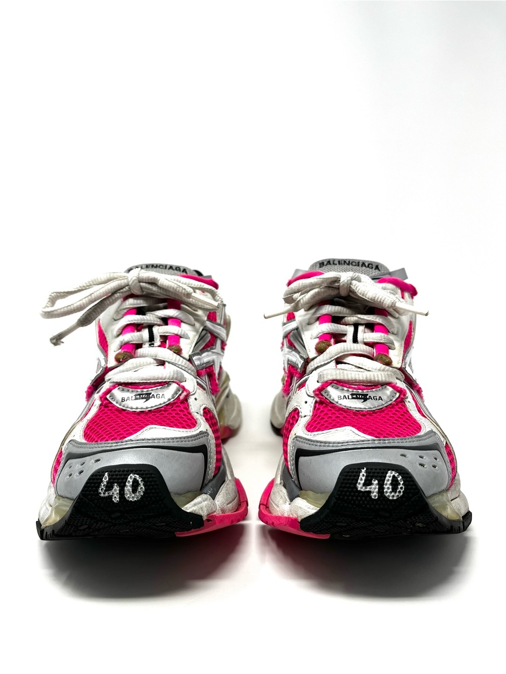 Authentic Balenciaga Womens Hot Pink White Runner Sneakers Shoes Chunky 40 10 - Picture 4 of 13